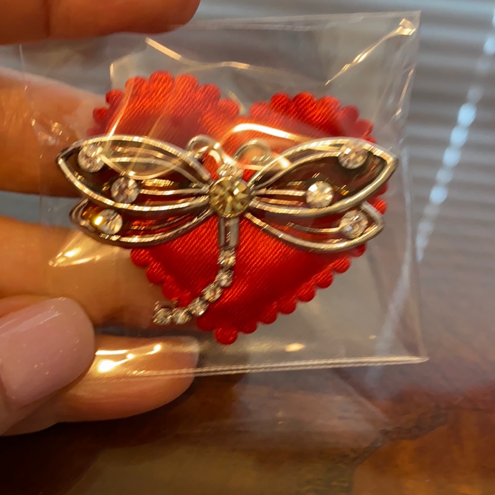 NEW Silver Dragonfly Brooch, Poly Bagged